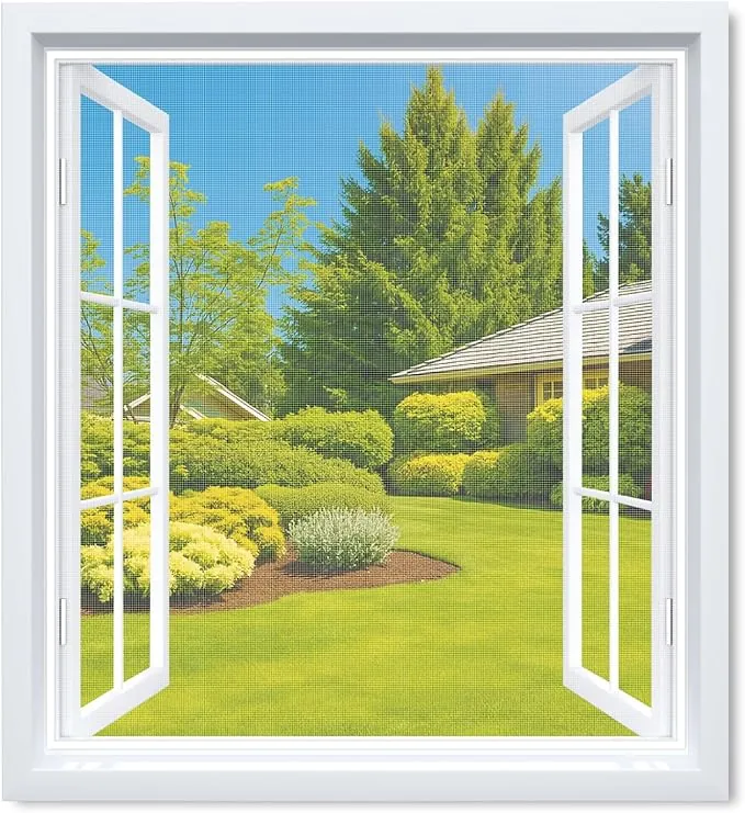 MYCARBON 2 Pcs Mosquitera para Ventana Autoadhesiva 150x180cm Blanca Anti Insectos Cortable con Cuchillo