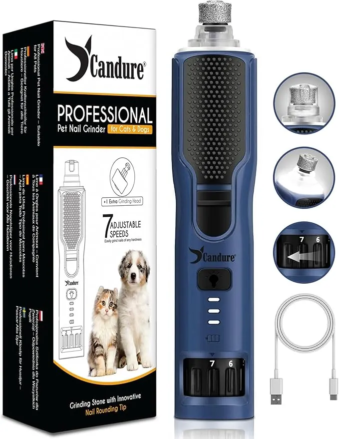 Candure Cortauñas para Perro y Gato con Mascota Protector de Seguridad - Acero Inoxidable Alicates Uñas Profesionales para Mascotas, Perros, Gatos (Azul Marino, Mascotas de Todos Los Tamaños)