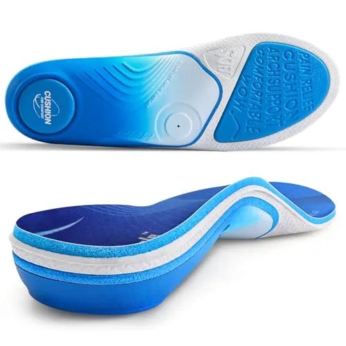 PCSsole Plantillas Ortopédicas Gen 2 | Para Fascitis Plantar, Pie Planos | Plantillas Ortopédicas Con Soporte De Arco Alto, Alivia Fascitis Plantar, Pies Planos Y Dolor De Talón,Azul,EU38-39(25.3cm)