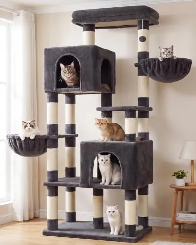Heybly Árbol para Gatos de 173cm, para Interior, Gris Humo HCT059G