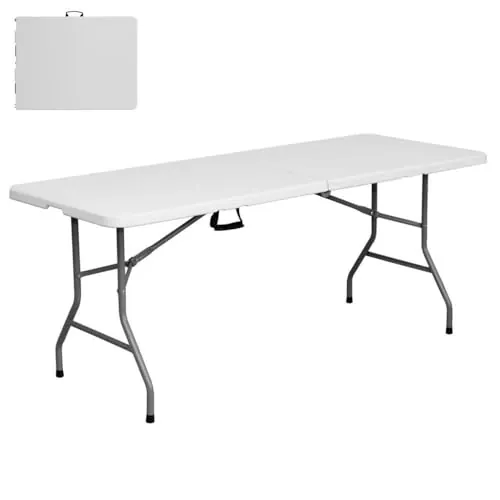 LOLAhome Mesa Plegable de 244 cm, Acero Anticorrosión y HDPE, 244x75x74 cm