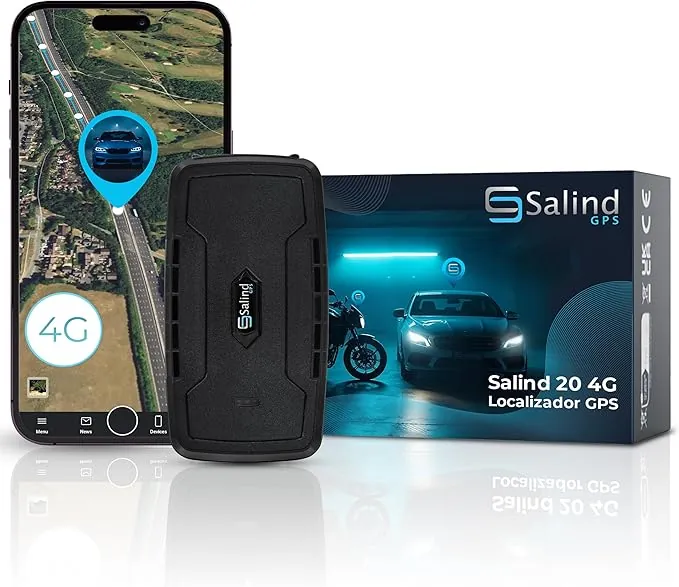 Salind 20 4G - Localizador GPS con Imán para Coches, Otros Vehículos y Maquinaria - Seguimiento en Tiempo Real, Historial de Rutas y Alarmas Antirrobo - Batería de hasta 180 Días (Modo Espera)