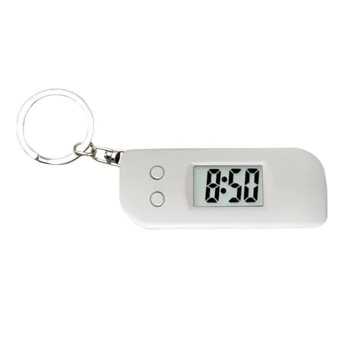 Reloj de bolsillo, GlowintheDark, 6,6 x 2,5 x 0,5 cm, llavero de reloj digital, llavero con pantalla LED, reloj de viaje, para jóvenes, adolescentes, niños, niñas, familiares, amigos, atletas, blanco