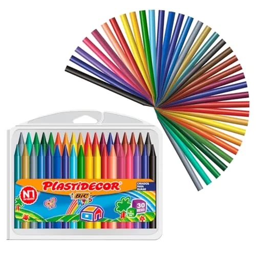 BIC Kids Ceras de Colores para Niños, Plastidecor, Colores Surtidos, Óptimo Para Colorear y Dibujar, Material Escolar, 36 Unidad (Paquete de 1), Clásico, Modelo Surtido