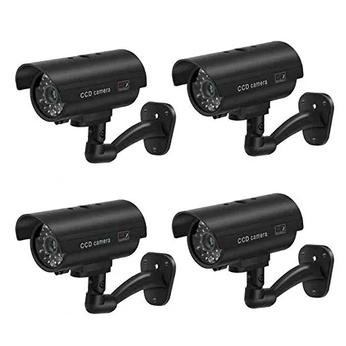 BW Cámara Seguridad Falsa Interior Exterior Calidad x 4 Intermitente Luz LED Noche