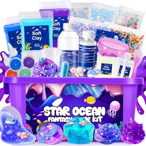 iKidiki Galaxy Slime Kit para Niñas 6-12 Años - Juguetes con Activador