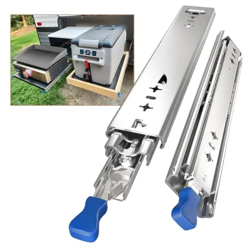 AOLISHENG Guias Correderas Para Cajones Con Freno 300mm Extensión Completa Para Trabajo Pesado Rieles Para Cajones 120 KG Capacidad Carga con cerradura 1 par (2 piezas)