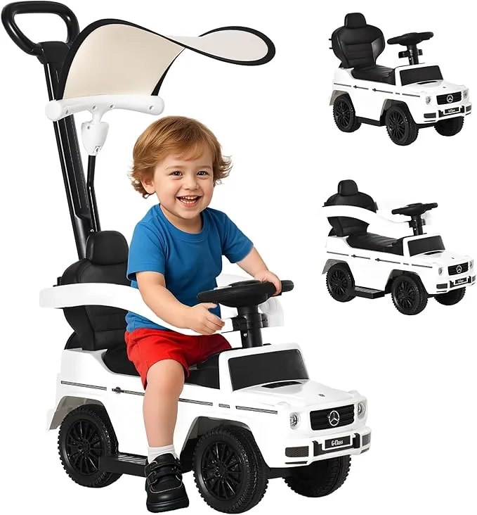 HOMCOM Correpasillos para Niños con Licencia Mercedes G350 Coche Correpasillos para Niños de 1-3 Años con Bocina Capota Extraíble y Barandilla Carga 25 kg 85,5x40,5x95 cm Blanco