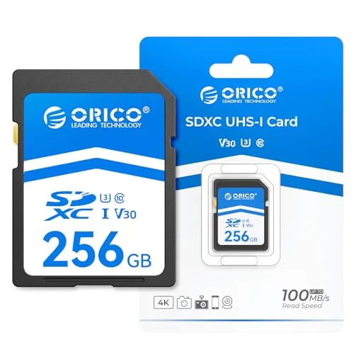 ORICO SD30 Tarjeta SD 256GB UHS-I C10 U3 V30, Lectura hasta 100 MB/s