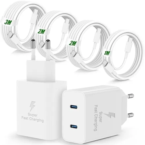45W Cargador USB C Carga Rapida para iPhone 18 17 16 15 Pro MAX,USB C Enchufe con 1/2/2/3M Cable para iPhone 17 air/16/15 Plus/iPad Pro/iPad Air, Tipo C Adaptador Rapido para Samsung Galaxy S25
