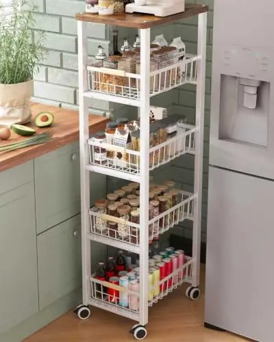 Ornestia Carrito Cocina con Ruedas, Blanco