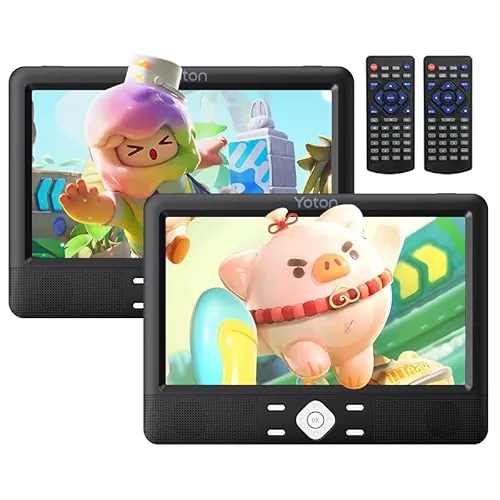 YOTON Reproductor de DVD portátil para niños, 10,5 pulgadas, compatible con USB/SD, con soporte para reposacabezas, 5 horas de