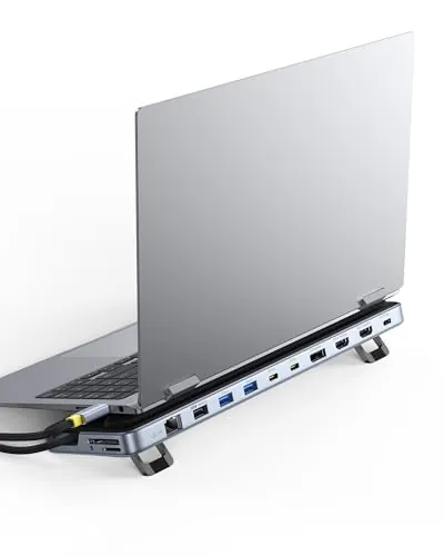 Baseus Docking Station para Portátil, 12 en 1 HUB, Triple Pantalla 4K, HDMI/DP, USB A/C 10Gbps, PD 100W, Ethernet, TF/SD, Estación de Acoplamiento con Soporte para Windows/DELL/HP/Lenovo/Mac