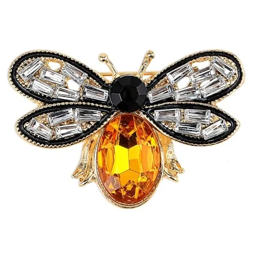 CharmeFleur Broche de Abeja, alfileres vintage de insecto con cristales de estilo elegante para mujeres y hombres, ideal para fiestas y uso diario