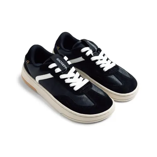 GIOSEPPO Kano - Zapatillas Unisex de Piel con Contrastres de Color, Plantilla de Transición, Suela Flexible de Caucho, Puntera Amplia, Color Negro, Talla 38