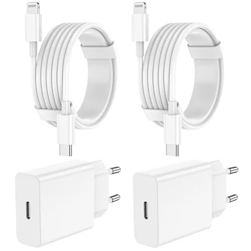 BSTOEM Cargador Carga Rapida, 2Pack USB C Charger Rapido+2M Lightning Cable