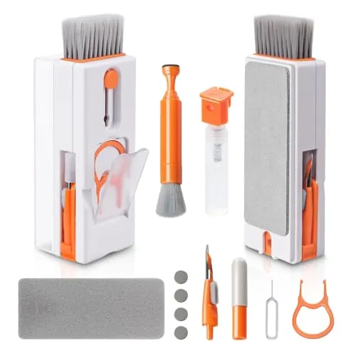 Alyvisun Kit Limpieza Teclado, 11 en 1 Kit Limpieza PC Multifuncional, Cepillo de Limpiador Teclado con Extractor de Teclas, para Laptop, Teléfonos, Auriculares