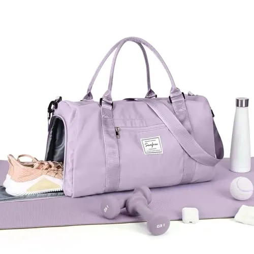 HYC00 Bolsa Gimnasio Deportiva Mujer Hombre Bolsa de Deporte Grande Bolso de Gimnasio con Compartimento Zapatos y Pocket Wet Bolsa Fitness Bolsas de Deporte de Mujer Piscina Gym Bag Women,Púrpura