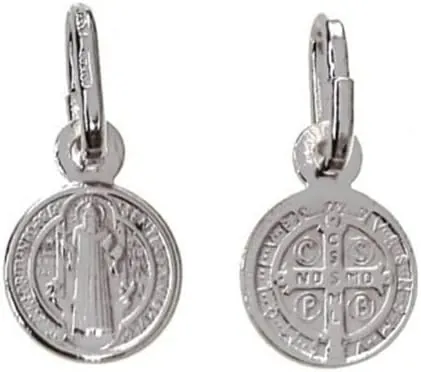 Medalla San Benito pequeña de Plata de ley 925 8mm diámetro un Colgante unisex