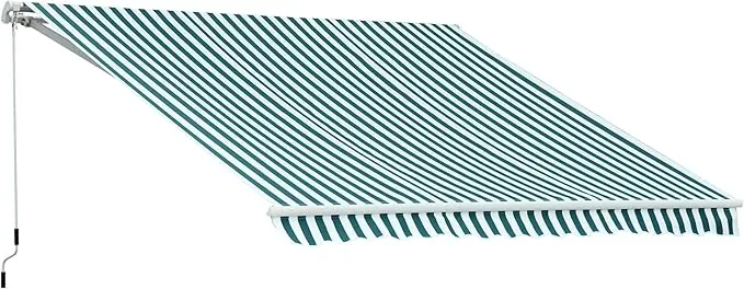 Outsunny Toldo Manual Retráctil 300x250 cm, Toldo Exterior Terraza con Ángulo Ajustable, Brazo Articulado, Montaje a Pared, Estructura de Aluminio, Anti-UV e Impermeable, para Jardín, Verde