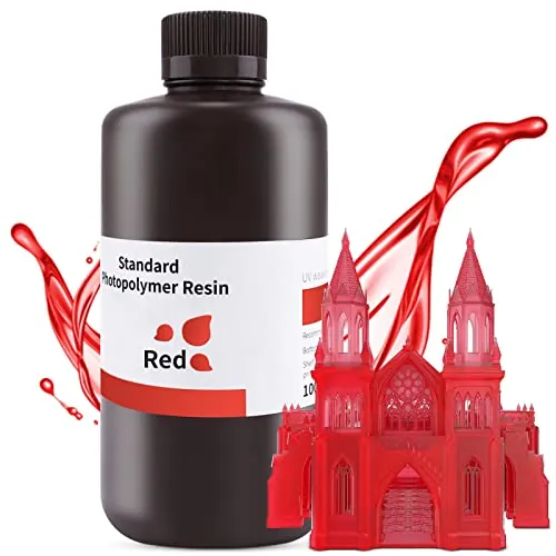 ELEGOO Resina Rápida Estándar 405nm Impresora LCD/DLP 3D Rojo Translúcido 1 kg