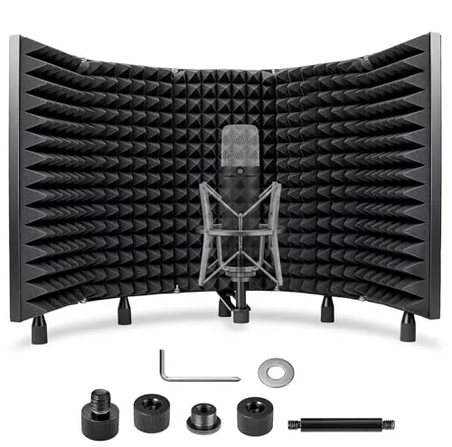 CAHAYA Escudo Aislante De Micrófono Para Estudio De Grabación Esponja Más Gruesa Que Absorbe Y Aísla El Sonido Volumen Más Bajo Plegable Ajustable