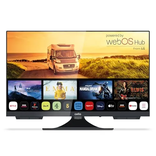 Cello C2224WS Smart TV 22 Pulgadas 12V / 12 Voltios para Autocaravana, Caravana y Furgoneta Camper, Televisor con WebOS, Netflix, Bluetooth