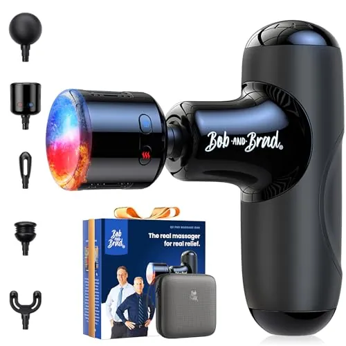 BOB AND BRAD Q2 Pro Pistola de Masaje Muscular con Frío y Calor, Mini Masajeador Espalda, Tejido Profundo para Recuperación Gym y Oficina, Regalo Hombre Mujer, Silenciosa, Carga USB-C, Estuche
