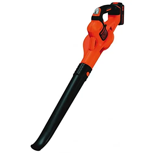 BLACK+DECKER Soplador PowerCommand 18V, batería de litio 2.0Ah, 2 velocidades, flujo de aire óptimo, velocidad de 209 km/h, autonomía 27 min, incluye batería de 2Ah y cargador, GWC1820PC-QW