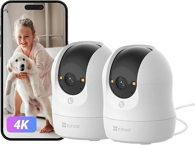 EZVIZ C6N G1 4K(2-Pack) Cámara Vigilancia WiFi Interior 360°, Cámara IP Deteccion de Personas/Mascotas/Ruido, Seguimiento con Zoom, Visión Nocturna en Color, Audio Bidireccional, Wi-Fi 2.4/5GHz