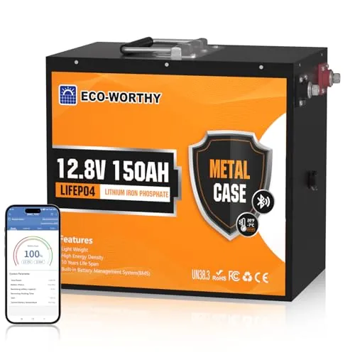 ECO-WORTHY Lifepo4 Bluetooth de 150 Ah Bateria litio 12 V con protección BMS de baja temperatura de 120 A y máx. 15000 ciclos, batería de litio de 12 V de 1920 Wh para autocaravana, kit solar