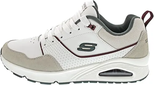 Skechers Uno Retro One, Zapatillas Hombre, Blanco Duraleather Suede Green Mesh Burg, 40 EU