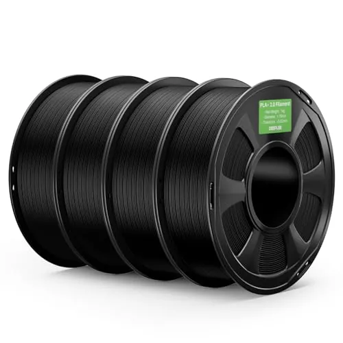 DEEPLEE PLA+ 2.0 Filamento 1.75 mm, Pack 4 x 1 kg, Negro