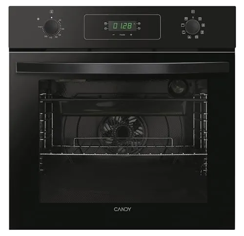 Candy Idea FIDCP N615 L, Horno Multifunción, 65L, 1 Bandeja y 1 Rejilla, Ventilador Radial, Limpieza Aquactiva, Convección + Ventilador, 8 Funciones, Mandos Push&Pull, Puerta Doble Cristal, Negro