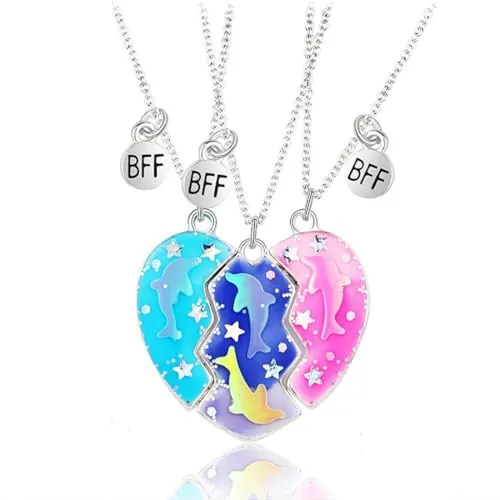 NJCXOLA Collares de La Amistad para 3, 3 piezas Mejores Amigas Collares de Amistad Iman Regalos de Joyería para Niñas