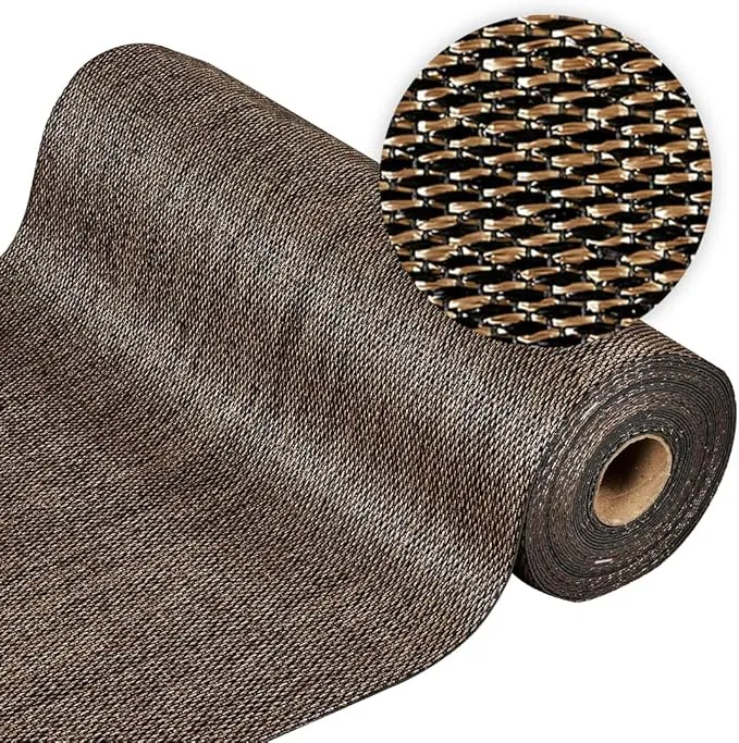 STORESDECO Alfombra vinílica de Tejido Trenzado Premium de Alta Gama. Lavable Antideslizante y extraplana. Materiales Resistentes de máxima Calidad Color Bronce 80 x 400 cm