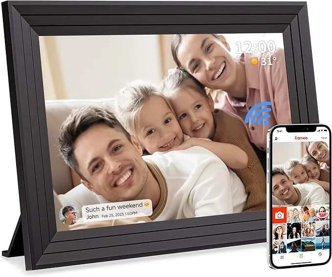 Marco de Fotos Digital WiFi Portaretratos - 10.1 Pulgadas 32GB Portafotos para Video 1280x800 IPS Porta Retrato Pantalla Táctil HD Rotación Automática Cuadro Electronic Photo Frame Luakug