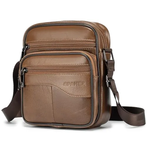 SPAHER - Bolso bandolera para hombre, bandolera, de piel Veritable, pequeño bandolera, para hombre, bolso, negocios, vintage, mochilas usadas, fundas multifuncionales, bolsos de mano de viaje