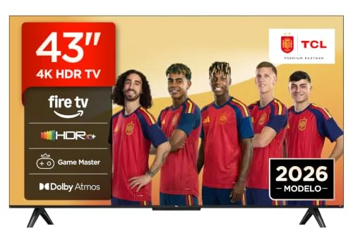 TCL 43V6D Televisor 43 Pulgadas 4K UHD Smart TV, Fire TV, Alexa Integrado, Dolby Vision & Atmos, Game Master, HDR10+, Control por Voz