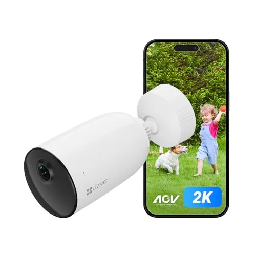 EZVIZ Cámara Vigilancia WiFi Exterior sin Cable,2K Cámara IP de Seguridad,AOV Modo,IA Detección de Persona/Vehículo,Batería Recargable de 120 Días,Visión Nocturna en Color,Llamada Bidireccional,CB3