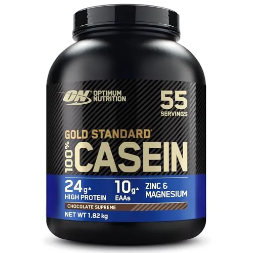 Optimum Nutrition Gold Standard 100% Proteína de Caseína en Polvo, Sabor Chocolate Supremo, 1.82kg, 55 Servicios