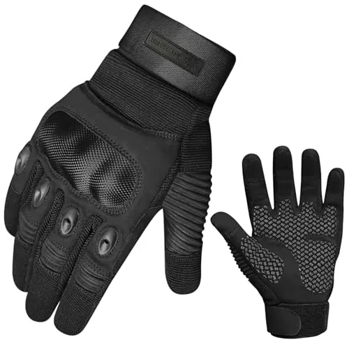 WESTWOOD FOX WFX Guantes de Motocicleta para Hombres y Mujeres, Guantes de Moto con Pantalla táctil y Nudillos Duros para Andar en Bicicleta, Senderismo, Camping (Negro, M)