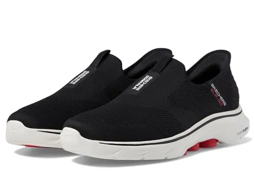 Skechers Hombre Go Walk 7 Easy On 2 Slip-In ENTRENADOR, Black And White Textile/Synthetic, 45 EU