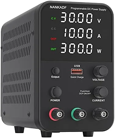 Fuente de alimentación conmutada DC (0-30V,0-10A) Ajustable, Fuente de alimentacion Laboratorio de 4 dígitos de Alta precisión, Fuente de alimentación Variable para Mesa de Laboratorio, Negro