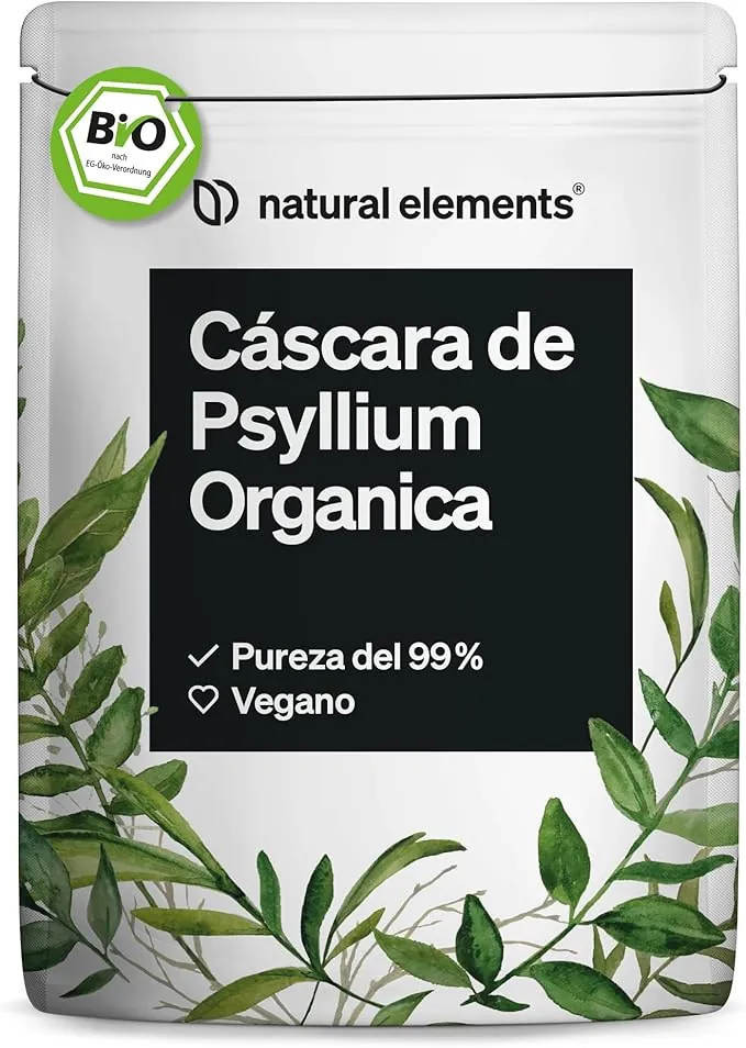 Cáscara de psyllium ecológico 500g - Fabricado en Alemania - 99% pureza superior - Fibra natural sin gluten ni aditivos - Apoya la digestión - Certificado ecológico y vegano