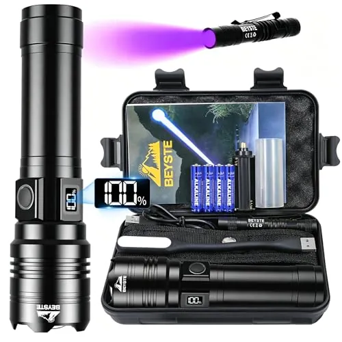 BEYSTE Linternas LED Alta Potencia, 1,000,000 Lúmenes Linterna LED Recargable, Linterna Alta Potencia Potente Largo Alcance, Impermeable Flashlight para Emergencias Camping Regalo
