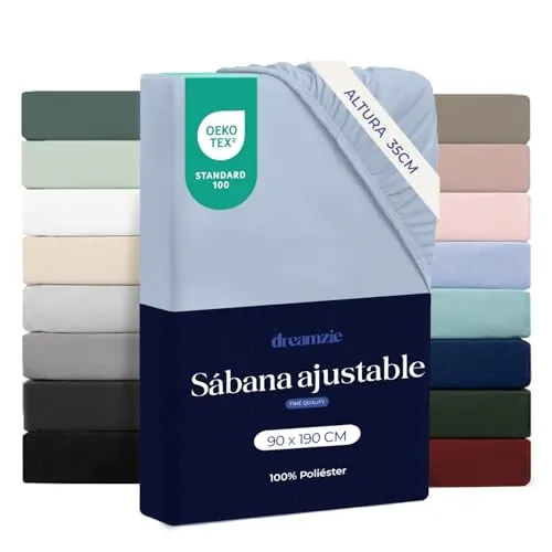 Dreamzie - Sábana Bajera 90x190cm Ajustable - 100% Microfibra - Suave