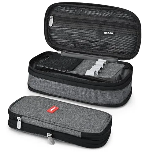 Coolzon Estuche Escolar Expandible, Estuches de Lápices de Gran Capacidad Estuche Organizador Portalapices Neceser Maquillaje para Niñas Niños Adolescentes Estudiantes Adultos, Gris Oscuro