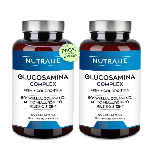 Glucosamina Condroitina y MSM Colágeno con Ácido Hialurónico Boswelia Selenio y Zinc, Glucosamin Complex Nutralie 120 Cápsulas