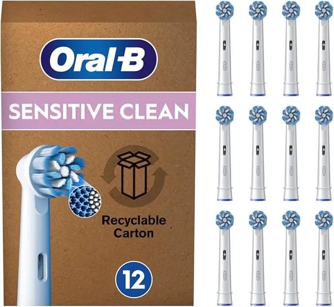 Oral-B Pro Sensitive Clean Recambios ORIGINALES para Cepillo de Dientes Eléctrico, Pack de 12 Cabezales, Blanco - Originales (Tamaño Buzón)